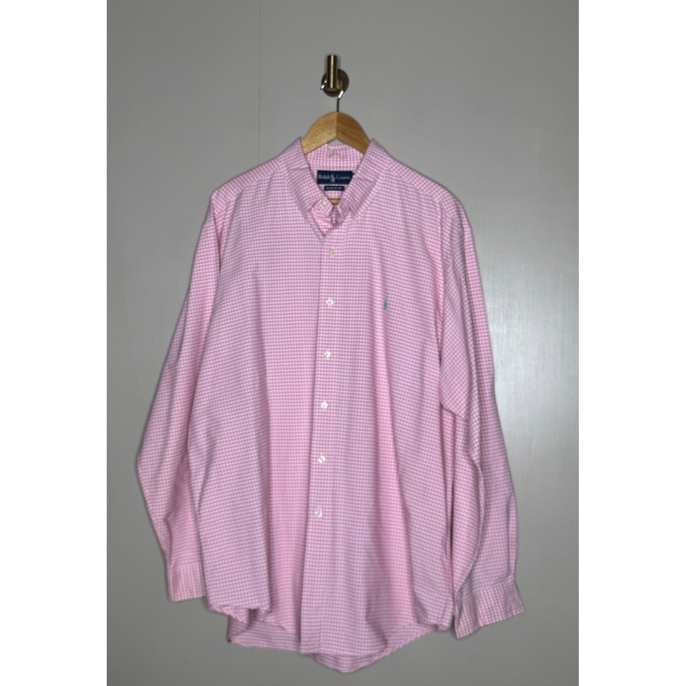 Polo Ralph Lauren Mens XL Pink Gingham Classic Fit Button Down Shirt Long Sleeve